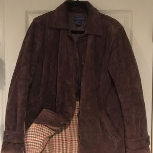 L woman’s suede coat brown